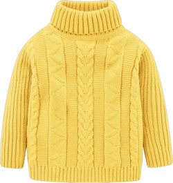 Mud Kingdom Little Kids Cable Knit Sweater Unisex Long Sleeve Solid Color Pullover 6 Turtleneck Yellow