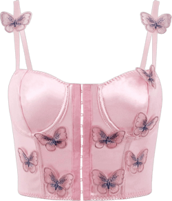 Testudineus Women Silky Satin Front Push Up Bustier Chic Butterfly Applique Corset Bra Vest Tight Sleeveless Tube Top Light Pink X-Large