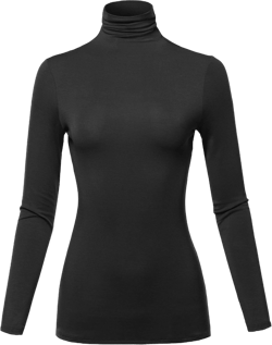 SSOULM Women's Slim Lightweight Long Sleeve Pullover Turtleneck Shirt Top with Plus Size Small Stt023_black