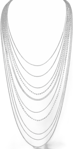Humble Chic Simulated Diamond Statement Necklace for Women - Layered Cubic Zirconia Long Waterfall Chain Necklace Silver