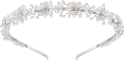 SWEETV Bridal Headband Crystal Tiara for Women Pearl Wedding Headpieces for Bride Hair Accessories for Prom Birthday Party
