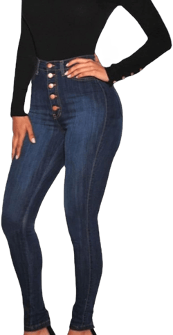 Maiyifu-GJ Butt Lifting Skinny Jeans for Women 5 Button Up High Waisted Jeans Casual Stretch Slim Fit Denim Pants (Dark Blue,Medium)
