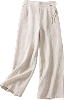 Gihuo Women' s Summer Cotten Linen Pants Back Elastic Waist Wide Leg Pants Flowy Long Trousers High Waist Small Beige