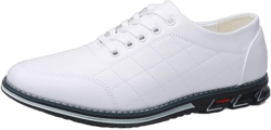Veslexth Men Casual Driving Sneakers Loafers Breathable Comfort Walking Wing Tips Lace Up Luxury Leather Shoes for Male Business Work Office Dress Outdoor 10 White 4