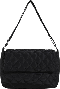 Large Capacity Puffy Crossbody Bag Lightweight Padded Satchel Bag Flap Messenger Bag Shopper Bag Women Quilted Sho Black