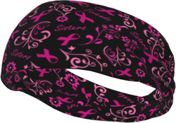 Pink Ribbon Breast Cancer Awareness Sports Headband: Suitable Women of All Head Sizes Moisture Wicking Elastic Fabric Headscarf