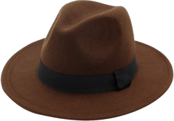 YOLAI Trendy Fedora Hats for Men & Women Wide Brim Fel𝐭 Hat Dress Panama Hat Two Tone Classic Fel𝐭 Fedora Hats One Size Yellow