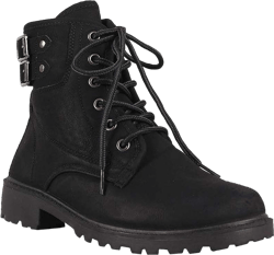 Women's Ankle Combat Military Lace Up Work Boots Ladies Casual Shoes WY26 7 Black (Run Small. Order One Full Size Up)