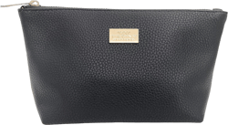 Luxury Classy Small Makeup Bag for Purse PU Leather Travel Cosmetic Pouch Toiletry Stylish Clutch Storage Women Girls Gifts Portable Water-Resistant Daily Cosmetics Organizer Black