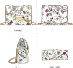 Dasein Women Small Crossbody Bag Designer Evening Bag Clutch Purse Handbag for Wedding/Prom/Party with Double Chain Strap White Flower