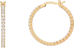 PAVOI 14K Gold Plated 925 Sterling Silver Post Cubic Zirconia Hoop Earrings for Women | Elegant Inside Out CZ Stone Hoop Earrings 18K Vermeil Gold 30 Millimeters Yellow Gold