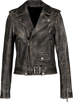 Hemotium Biker Motorcycle Black Rub Off Distressed Lambskin Leather Jacket for Women Small Black