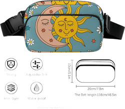 Fanny Packs Waist Pack for Women, Waterproof Stylish Waist Pack Adjustable Crossbody Bags, Retro Tarot Card Rainbow Moon Sun Small Belt Bag for Workout Running Traveling Hiking Style(161) One Size