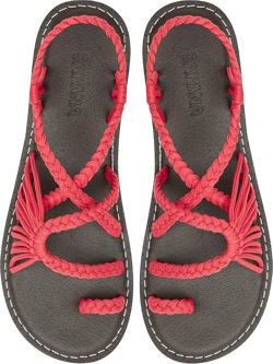 Capana Woven Women's Flat Sandals - Strappy Braided Sandals, Beach Sandals for Women Dressy Summer, Rope Bohemian Sandals, Spring Casual Womens Shoes, Comfy Boho Flats for Teen Girls – Commune 7 Coral Red