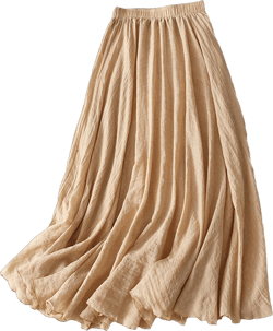 Giltpeak Women's Summer Bohemian Elastic Waist Long Flowy Cotton Skirt Renaissance Casual Linen Maxi Skirt Medium Orange Pink
