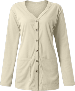 Women's Lightweight Spring Cardigan Shirts Button Down Pockets Basic Ribbed Knit T Shirts Cardigan Sweaters Medium Beige