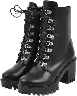 SO SIMPOK Womens Fashion Lace Up Chunky Heel Goth Platform Ankle Boots Zipper Round Toe Punk Motorcycle Combat Riding Boots 4 4 Black