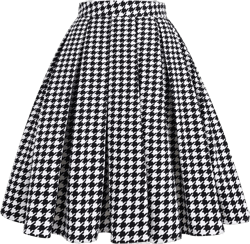 Women's 50s Poodle Skirts Vintage High Waist Swing A-Line Skirt 1950s Pleated Party Skirts Medium White Plaid