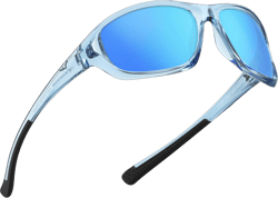 KastKing Dugan Polarized Sport Sunglasses for Men and Women, Ideal for Driving Fishing Cycling Running, UV Protection Frame:gloss Tal Light Blue/Lens: Smoke - Ice - (Ice Blue Mirror)