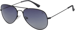 Unisex Adult Aviator Polarization Sunglasses Black Frame / Lens Gradient Blue Medium