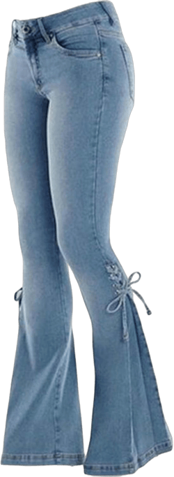 Andongnywell Women's Bell Bottom Flare Skinny Jeans Lace Up Pants Casual Bandage Trousers with Pockets XX-Large Navy Blue