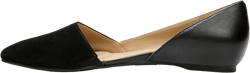 Naturalizer Womens Samantha Comfortable Pointed Toe D'Orsay Slip On Ballet Flat ,Black Suede Leather,7 W US