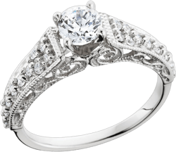 Pompeii3 1/2ct Vintage Filigree Diamond Engagement Ring 14K White Gold - Size 10