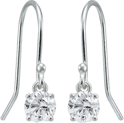 Earrings for Women, Birthstone Earrings, Genuine or Synthetic Gemstone Earrings, 6mm Round Solitaire Earrings, Dangle Earrings, Dainty Earrings, Drop Earrings, Silver Earrings for Women Synthetic White Sapphire