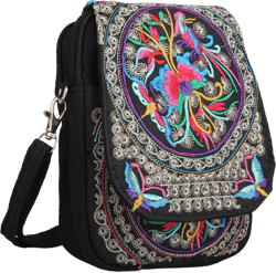 Cell Phone Bag, TSV Retro Embroidery Crossbody Purse, Small Vintage Canvas Handbag Shoulder Bag for Women, Fits for iPhone Xr Xs Max Samsung