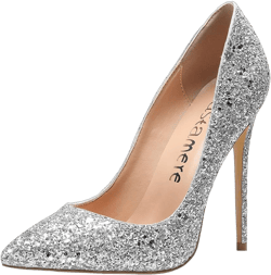 Castamere Women's High Heels Slip-On Pumps Pointy-Toe Elegant Stilettos Wedding Party Sexy Heel Shoes 12CM Heels Pump 5 Sequins Silver