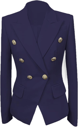 Womens Casual Blazers Long Sleeve Lapel Button Suit Jackets Slim Fit Work Office Blazer Jacket for Women 6 Navy Blue