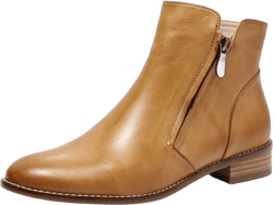 Mona flying Womens Leather Booties Ankle Boots Side Zippers Low Heel Dress Short Boots for Ladies 10 Brown