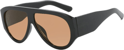 Retro Aviator Sunglasses for Women Men, Vintage Oversized 70s 80s Sunglasses (Black Brown)