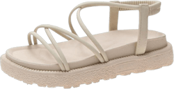Outer Wear Sandals Women 2021 Summer Thick-Soled Fashion Women's Sandals Comfortable and Versatile Beach Sandals Women Beige 7.5 Beige