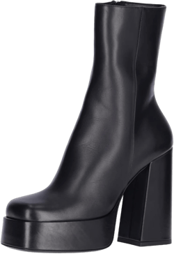 XYD Women's Calf High Platform Heel Boots Side Zip Closed Square Toe Fashion Block Chunky Pumps Dress Club Booties Shoes 10.5 Black