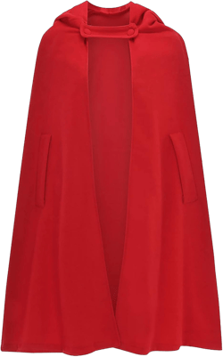 Women's Wool Blend Hooded Cape Mid-Length Cloak Pea Coats Winter Open Front Cardigans Vintage Trench Outwear Red X-Large