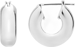 18K Gold/Rhodium Plated 925 Sterling Silver Chunky Hoop Earrings for Women｜ Stylish Thick Hoops White Rhodium