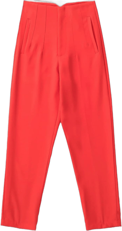 Bollrllr Women's Fashion Straight Leg Pants Retro High Waist Zip Fly Straight Leg Pants 2023 X-Small Orange
