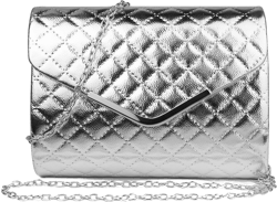 QuiltedClutch Quilted Texture Clutch Bag with Silver Chain Shoulder Strap for Women Travel Organization