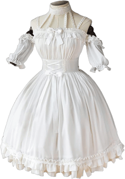 ZZEQYG Women's Lolita Gothic Dress Off-Shoulder Halter Dress Party Cocktail Dress Large White