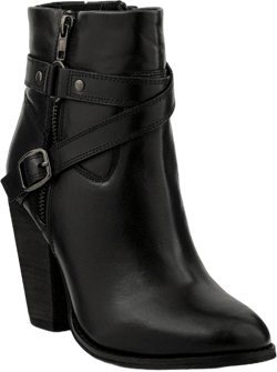 Rag & Co Womens CAT-TRACK Black Leather Ankle Boots 7