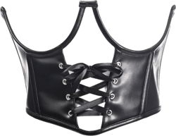 Daisy Corsets Top Drawer Faux Leather Steel Boned Lace-Up Open Cup Waist Cincher