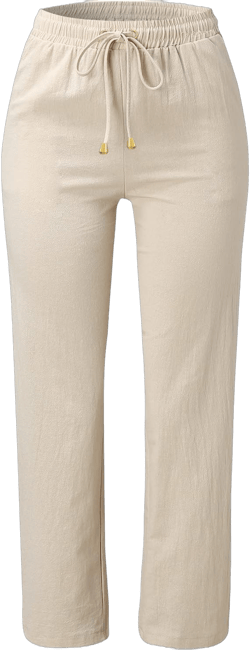 Womens Linen Pants Casual Straight Fit Elastic Waisted Drawsting Trousers Summer Loose Comfy Pants with Pockets 3X-Large Beige