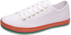 BENEKER Women's Low Top Canvas Shoes Lace up Fashion Sneakers Casual Comfort Walking Shoes 8 White