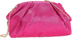 CHARMING TAILOR Evening Bag Women Wedding/Prom/Party Formal Purse Rhinestone Embellished Frame Satin Clutch Hot Pink