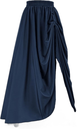 Women Victorian Steampunk Renaissance Skirt Elastic Waist Double Layers Long Medieval Skirts Large Navy