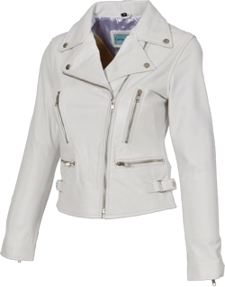 Women's Leather Jacket Motorcycle Quilted Bomber Stylish Biker Outerwear White Real Leather Jacket Women XX-Large White