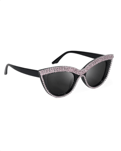 Rhinestone Sunglasses for Women Bling Bling Glasses Jeweled Frame Costume Party Accessory Style 01 Cat Eye Purple Rhinestone Sunglasses for Women