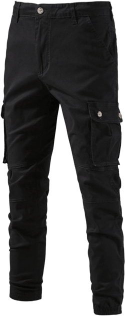 Men's Pants 2024 Fashion Mens Casual Breathable Youth Solid Color Versatile Trousers Cargo Pants Black 3X-Large