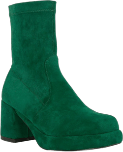 Rag & Co Womens TWO-CUBES Dark Green Suede Platform Ankle Boots 6 (US)